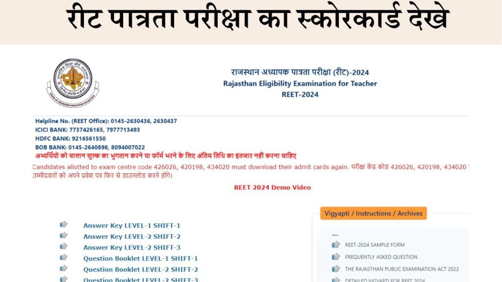 Reet Scorecard 2025 for Level 1 and 2